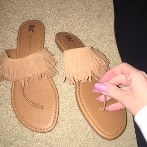 tan fringe sandals